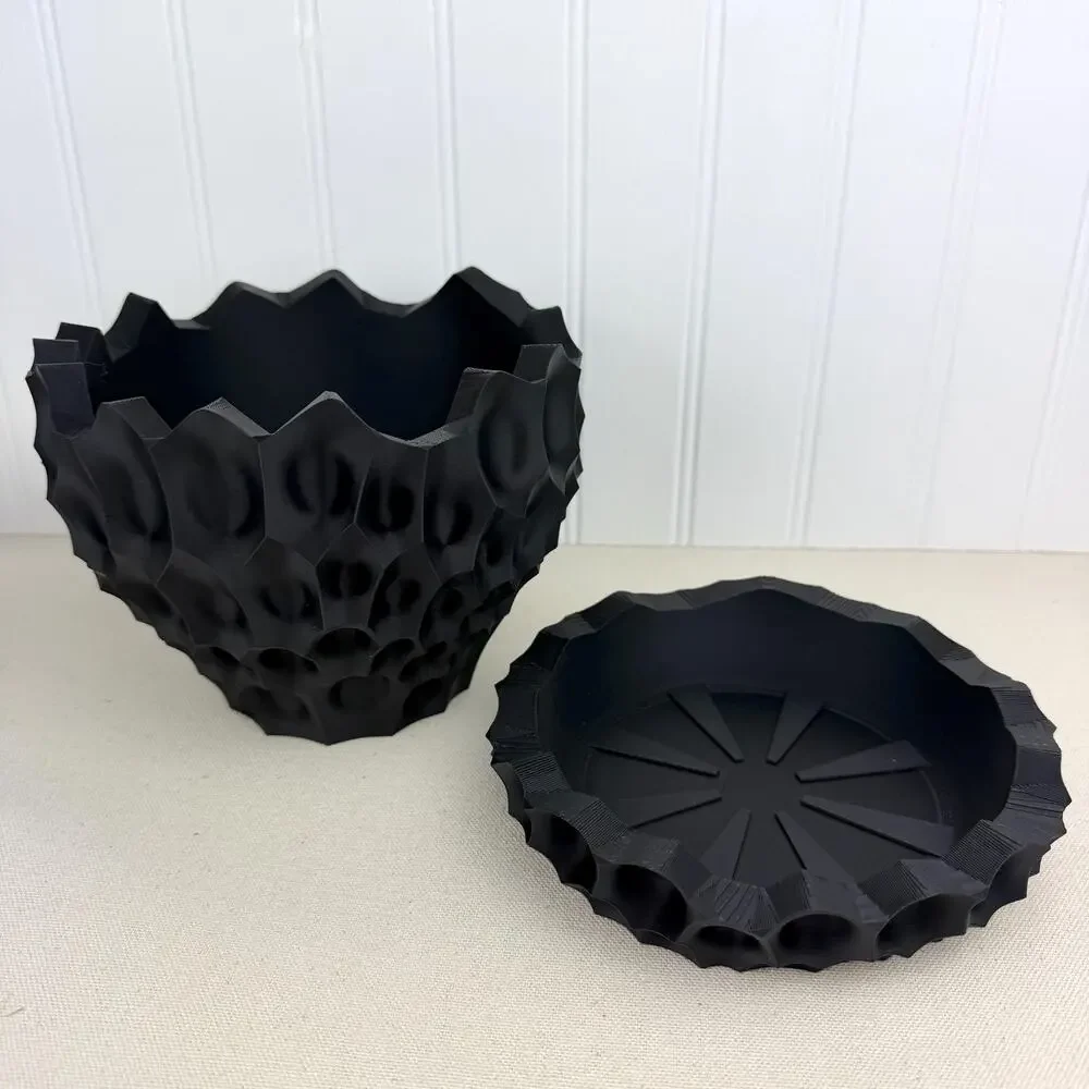 Bane Planter, Indoor Flower Pot, Tabletop Planter, Sculpted Geometric Pattern - Picture 8 of 11